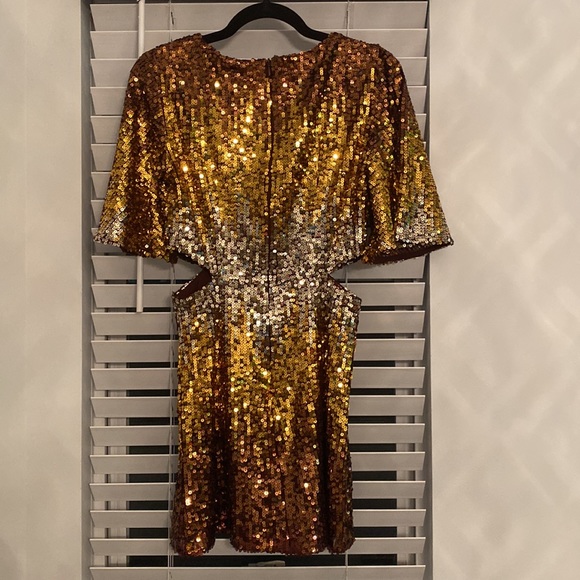 NWT French Connection ombré gold PF estari sequin cut out dress. Size 2. - Picture 7 of 12
